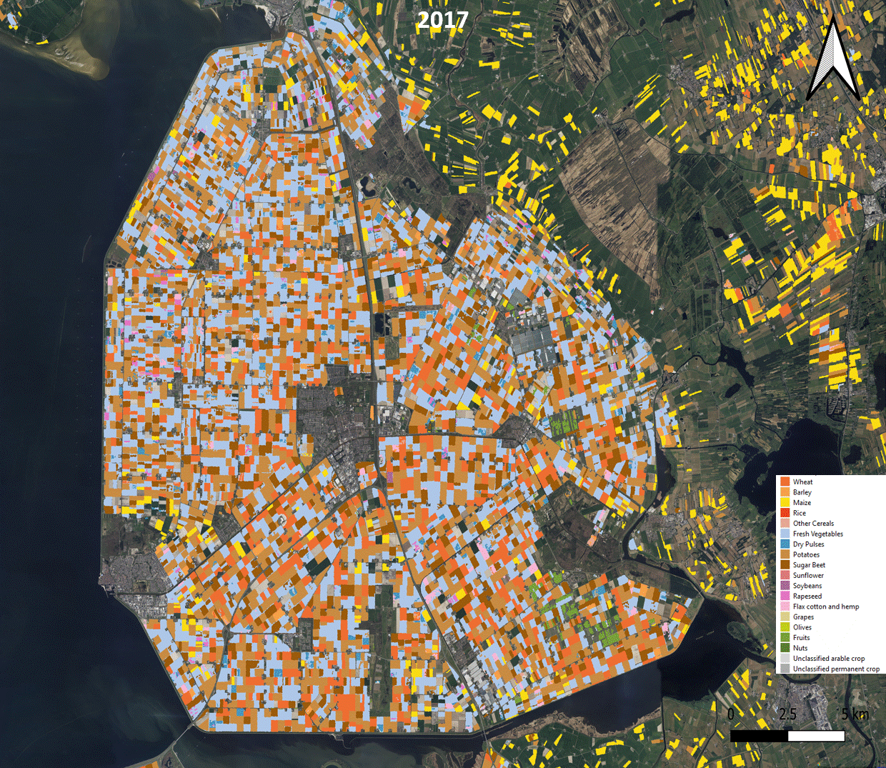 Crop type evolution in an agricultural region of the northwest Netherlands