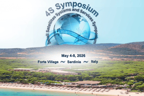 4S Symposium 2026 Banner: Small Satellites Systems and Services Symposium, 4-8 May 2026, Forte Village, Sardinia, Italy, CNES logo, ESA logo