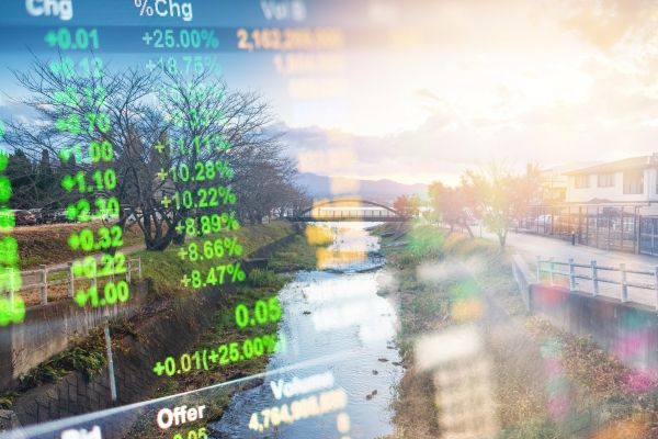 Natural Capital Accounting: picture of stock numbers and Japan Mount Fuji
