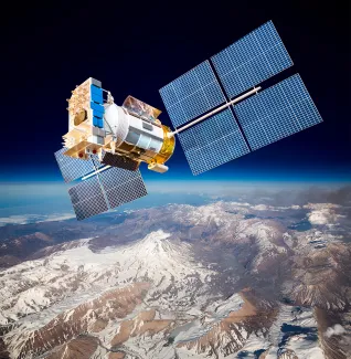 Space satellite over the planet earth