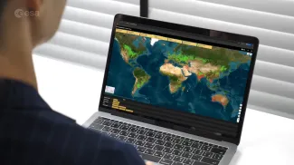 Laptop screen showing WorldCereal crop map