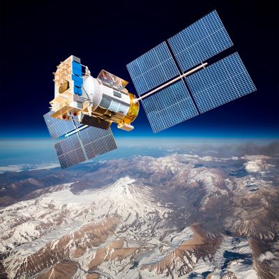 Space satellite over the planet earth